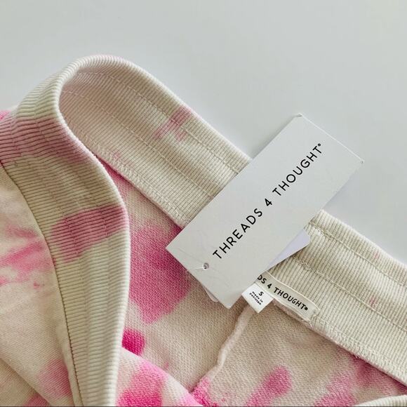 Threads 4 Thought Ivory and Pink Watercolor Tie Dye Pull On Shorts Small - Picture 4 of 10